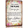 Jeremiah 29:11 Scripture Metal Sign - Distressed Floral Christian Wall Decor With Antique Edges And Elegant Font, 8x12inch Weather-Resistant Iron Scripture Decoration, Suitable For Indoor/Outdoor Use - Faith-Themed Gift For Home, Church, Prayer Room